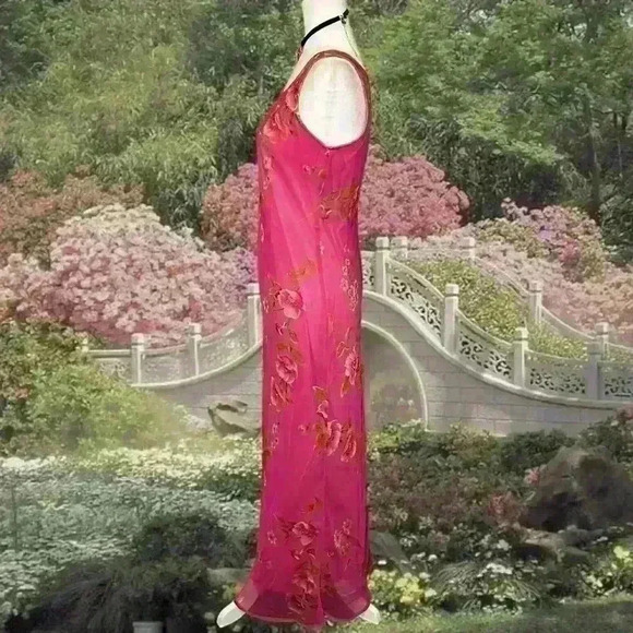 Vintage 90s City Triangles Pink Floral Maxi Dress Size 9 - Picture 4 of 7